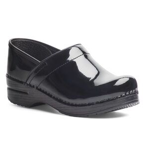 Black Patent Leather Dansko Clogs | Sleek Glossy Finish | Size 36